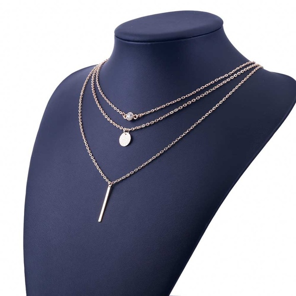 4/$30 Layered Crystal, Coin, & Bar Necklace - Picture 3 of 7